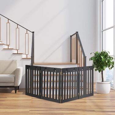 Захисний забірчик для собак Relaxdays, самостійний, 60 x 204 см, чорний, MDF, розкладний