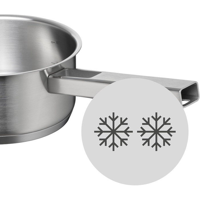 Каструля WMF Ultimate Cool 16 см без кришки, 1,4 л, Cromargan® нержавіюча сталь, без покриття, для індукційних плит, з внутрішньою міткою об'єму, придатна для миття в посудомийній машині
