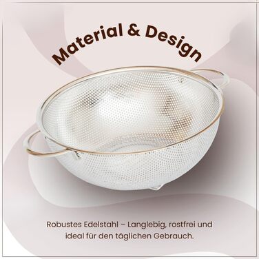 Німецьке сито з нержавіючої сталі з ручками – міцне кухонне сито для макаронів, овочів та іншого, стабільне та довговічне