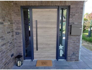 Поштова скринька Metzler Hoffmann з табличкою для імені та відділенням для газет – металева, порошково-пофарбована, стійка до погодних умов (Колір: Сріблястий блиск DB703)