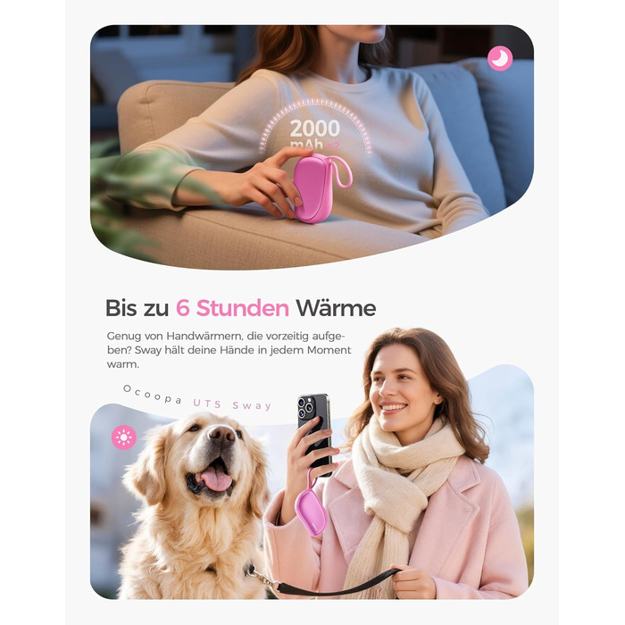 Електричні грілки для рук OCOOPA 2 шт. з акумулятором 4000mAh, багаторазові, тонкі (1.5 см), ідеальні для зими та як подарунок на Різдво
