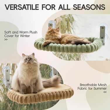 Крісло-лежанка для котів EDAGNY на підвісній конструкції, м'яка, знімний двосторонній чохол, сталевий каркас, до 18 кг (зелений)