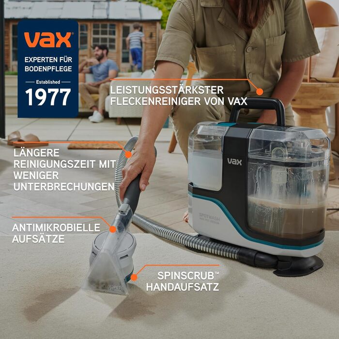 Vax SpotWash Max Pet Edition: Потужний мийник для килимів та м'яких меблів з технологією SpinScrub, 2,8L XL-резервуар, глибоке очищення для тварин, диванів та твердих підлог