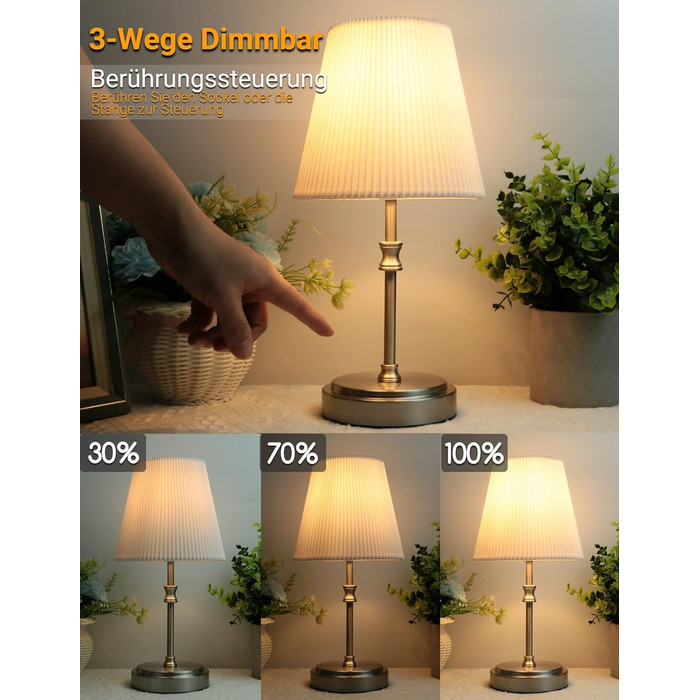 Торшер на тумбочку з сенсорним керуванням, регульована яскравість, 31.5 см, ретро стиль, для вітальні, спальні, нічник, подарунок (срібний)