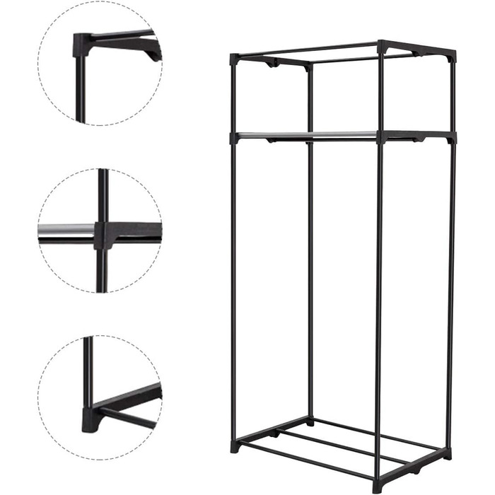 GIANTEX Clothes Closet Fabric Wardrobe with Clothes Rod & Shelf, Folding Wardrobe 74 x 50 x 172 cm, Clothes Rack Metal Frame with Dust Cover, for Bedroom Dressing Room (light grey)