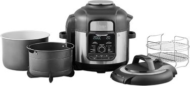 Ninja Foodi MAX Multi-Cooker, 7.5L, 9-in-1 Multi-Cooker, Pressure Cooker (Fast Cooking), Air Fryer (Hot Air Frying), Slow Cooker (Slow Cooking), Grilling and more, Brushed Steel & Black, OP500EU