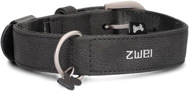 Нашийник для собак ZWEI Leo LE15 з високоякісної штучної шкіри, стильний та регульований, для середніх та великих собак, обхват шиї 37-50 см, колір нубук-stone