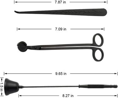 Tidelence Candle Snuffer, Wick Trimmer, Candle Accessory Set, Candle Wick Spoon with Gift Package, 3-in-1 Candle Tool Set, ideal for Scented Candle Lovers (Black)