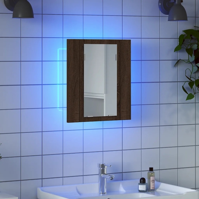 Шафа у ванну кімнату з дзеркалом та LED-підсвіткою, 40x12x45 см, колір 