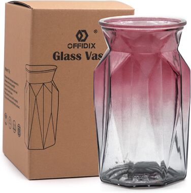 Скляна ваза OFFIDIX з градієнтом кольорів, багатокольорова, геометричний дизайн, для квітів, декору, весіль, свят, офісу або дому