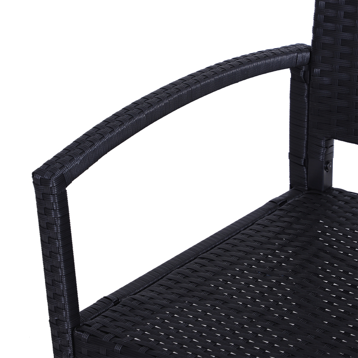 Садова лавка Outsunny з ротангу Polyrattan на 2 особи, паркова лавка зі сталевим каркасом та плетінням, чорного кольору, розміром 122 x 60 x 87 см для саду та тераси.