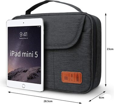 Органайзер для кабелів - сумка-органайзер для подорожей, аксесуари для електроніки, кейс для кабелів (28.5 x 23 x 6 см, чорний)