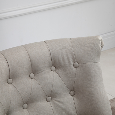 HOMCOM Vintage Armchair, Recliner Chair, Upholstered Chair 67x67x78 cm, Linen Cover, Wooden Frame, Beige and Black, ideal for Dining Room & Living Room
