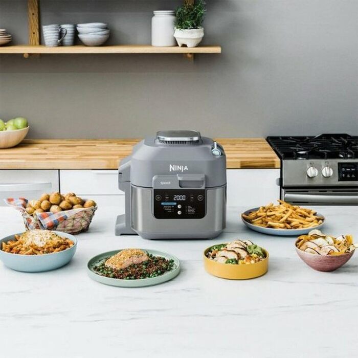 Мультиварка Ninja Speedi 10-в-1: Rapid Cooker & Air Fryer, 5.7L, ON400UK, сірий колір, 10 функцій (Air Fry, Steam, Grill, Bake, Roast, Sear, Slow Cook)
