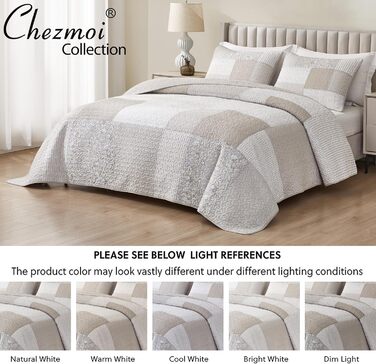 Комплект ковдр Chezmoi Collection Quinn: 3 шт. з квітковим патерном гібіскус, смугастий, з бавовни, легко переться, розмір Queen