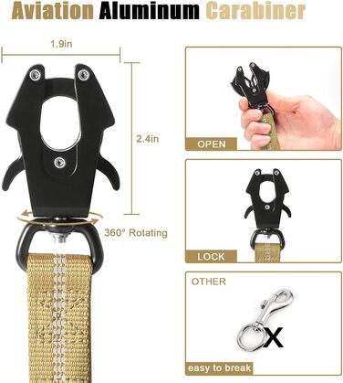 Міцна тактична повід для собак Raipult Bungee, 1,2-1,8 м, без ривка, з карабіном швидкого закриття, світловідбиваюча, амортизуюча, з кріпленням для автомобіля, Coyote Brown-Khaki L