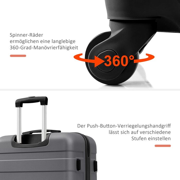 Набір валіз Merax 3 шт. з ABS-пластику, з колесами та TSA-замком, сіро-зелений (5 шт., сірий)