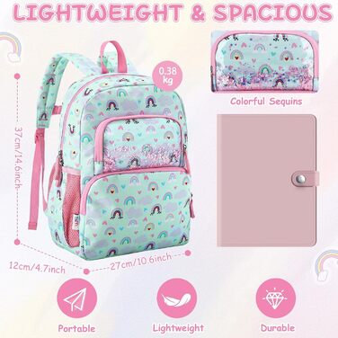 Дитячий рюкзак RAVUO для дівчаток та хлопчиків, шкільний рюкзак з нагрудним ременем, рюкзак для дітей 3-8 років, рюкзак у вигляді єдинорога/динозавра, 1 клас, кольоровий