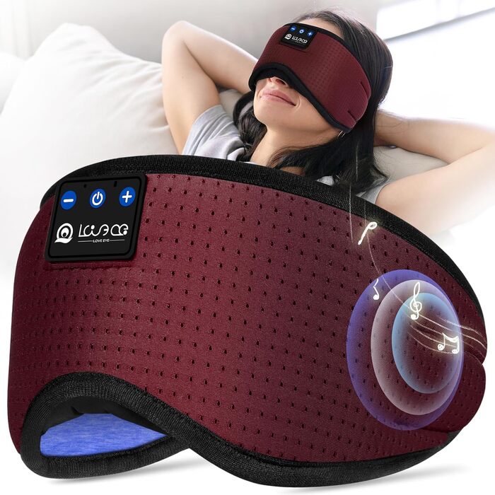 Маска для сну для тих, хто спить на боці, з Bluetooth навушниками. 100% непрозора маска для очей, ультрам'яка. Для подорожей, сну, йоги, медитації. Чорний колір. 1 шт.