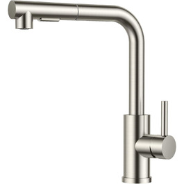 Змішувач кухонний FORIOUS висувний з душем, шланговий, нержавіюча сталь, 360° обертання, 2 режими, L-подібний