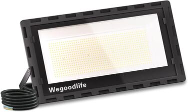 Світлодіодний прожектор Wegoodlife 500 Вт, 50000 Лм, 6500K холодне біле світло, IP66 водонепроникний, зовнішній LED прожектор для гаража, двору, без вилки, 50 см кабель