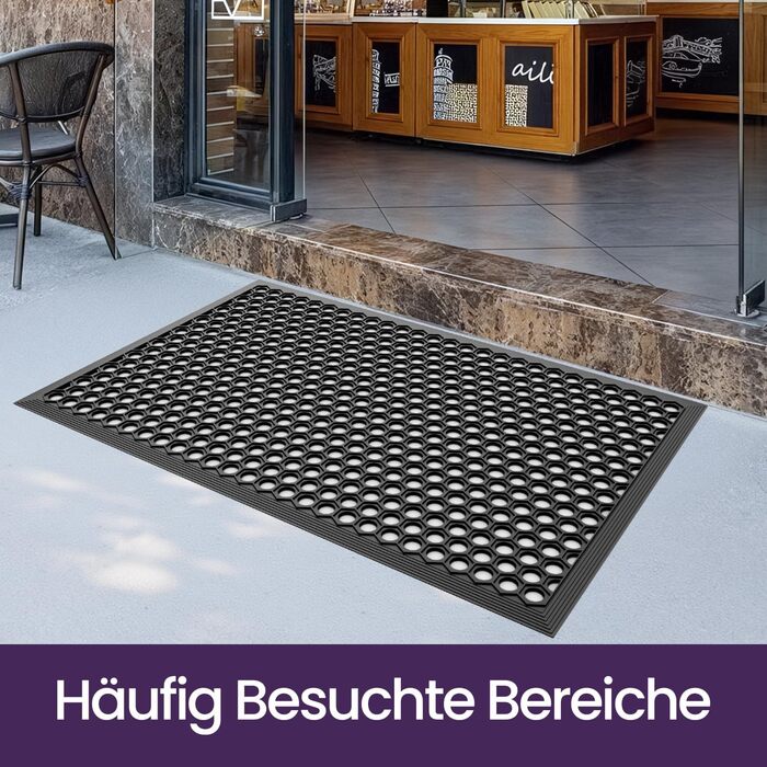Килимок для дому та вулиці DEXI, 60x90 см, колір вугільний, антиковзаючий, водонепроникний