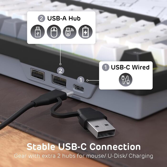 Ігрова механічна клавіатура Royal Kludge RK100 з RGB-підсвічуванням, 100 клавіш, QWERTY, Hot-Swap, USB, підтримка AI