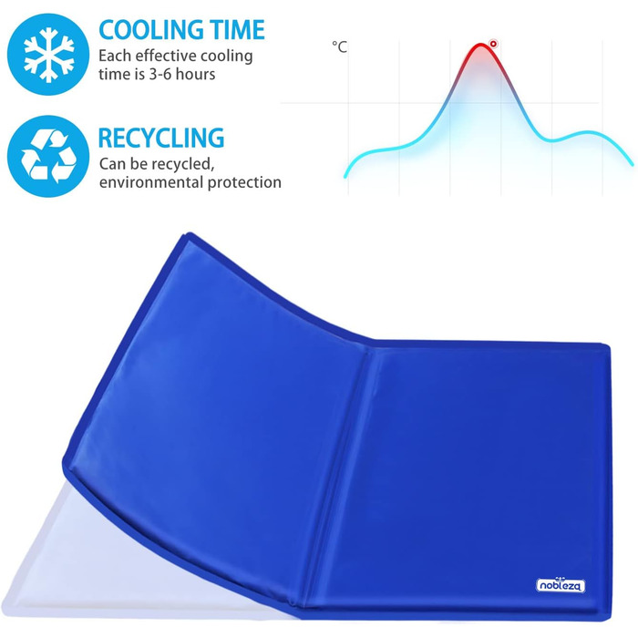 Кühlmatte Nobleza - Самостійно охолоджуючий килимок для собак, котів, цуценят. Розмір 65x50 см, блакитний.