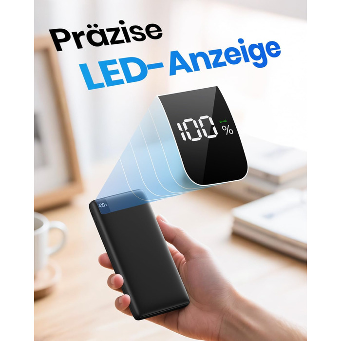 Powerbank 26800mAh з LED дисплеєм: швидка зарядка 22.5W, USB-C вхід/вихід, для смартфонів та планшетів