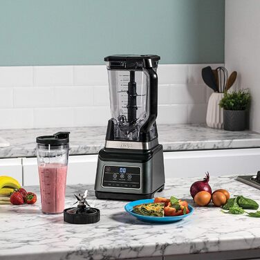 Ninja 2-in-1 Mixer with 3 programs; Mix, Max Mix, and Chop & 4 manual settings, 2.1L pitcher & 700ml cup, 1200W, dishwasher safe, Auto-iQ, Black BN750EU 2-in-1 Mixer