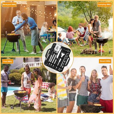 Набір гриль-посуду, нержавіюча сталь, професійний інструмент для гриля, ідеальний подарунок для чоловіків (15 предметів)