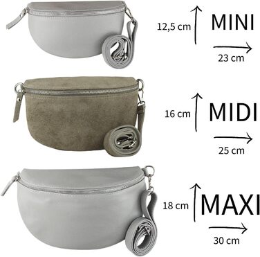 Сумка поясна жіноча Frentree® зі шкіри, Італія, крос-боді, через плече, срібний блискавка, MAXI (Taupe, замша)