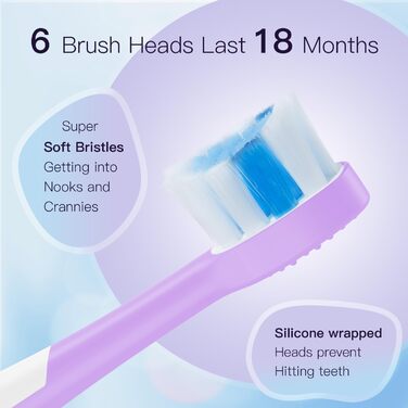 Електрична зубна щітка для дітей з таймером, перезаряджувана, фіолетова. Звукова щітка для хлопчиків та дівчаток 3-12 років