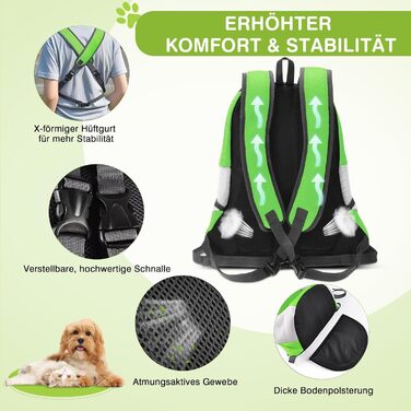 Рюкзак для собак та котів ALLSOPETS, переноска для малих тварин, рюкзак для велосипеда/мотоцикла, для походів та активного відпочинку (Моховий, L)