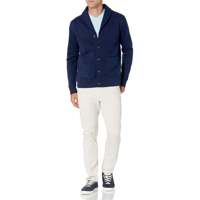 Чоловіча в'язана жилетка Amazon Essentias з флісу з капюшоном та коміром-шарфом (S, Морська синя)