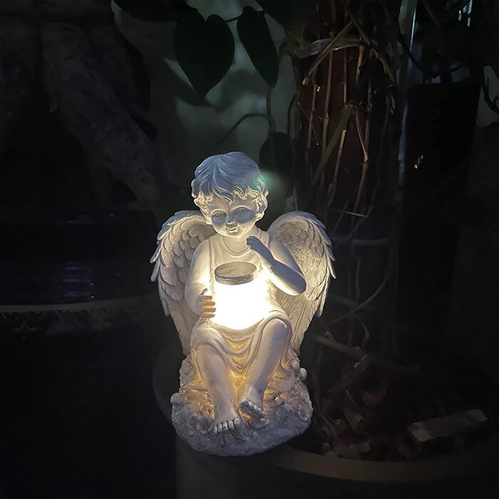 Tuzsocr Angel Garden Figurines Solar Stake Lights for Outdoors, Weatherproof Grave Decorations for Cemetery Outdoor Garden Decor