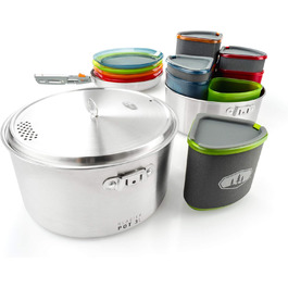 Набір посуду GSI Outdoors Glacier Edelstahl для кемпінгу та подорожей на 4 особи (нержавіюча сталь)