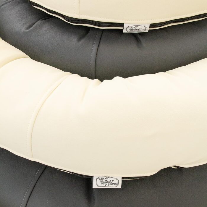 Wallace & Jones | Преміум лежанка для собак Болтон, 63x50 см, штучна шкіра, для маленьких собак, з прихованою блискавкою, миється, не слизька, (95 x 81 см, кремово-білий)