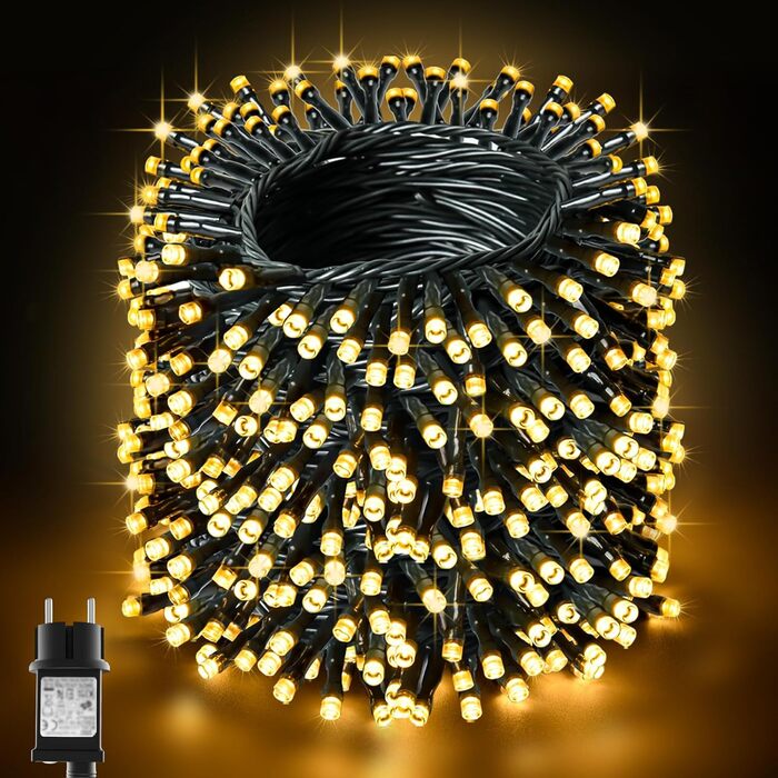 Ланцюжок вогнів BOLWEO 40M 400LED, тепле біле освітлення для ялинки, дому та саду, IP44, 8 режимів, таймер