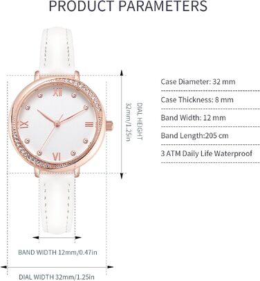 Жіночий класичний кварцовий годинник NUOVO Rose Gold з білим шкіряним ремінцем та кристалами на безелі