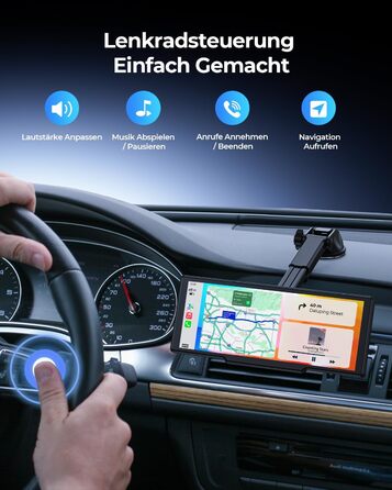 Krunia 8.1'' Бездротовий портативний CarPlay-екран 60FPS для Apple CarPlay та Android Auto з OTA-оновленнями, камерою заднього виду, Mirror Link, Bluetooth, голосовим керуванням та GPS-навігацією