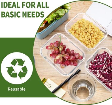 Набір контейнерів для зберігання продуктів зі скла, 10 шт (5 кришок та 5 контейнерів), Skroam - безпечні для миття в посудомийній машині, мікрохвильовій печі та морозильній камері, без BPA