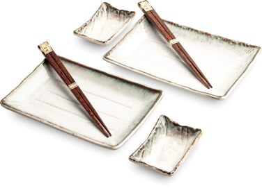 Набір суші SHIRO з білого порцеляну: 2 тарілки, 2 соусники, палочки, виготовлено в Японії