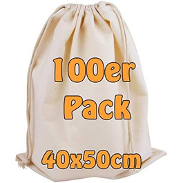 Large cotton tote bag - 40x50 cm | Sustainable drawstring bag for storage, customization & as a gym bag | Zero Waste solution (one size)