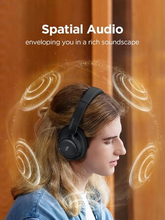 1MORE HQ31 Бездротові навушники Bluetooth Over-Ear з активним шумозаглушенням, 90 годин роботи, Hi-Res Audio, об'ємним звуком, чітким дзвінком, швидкою зарядкою, EQ в додатку, чорний