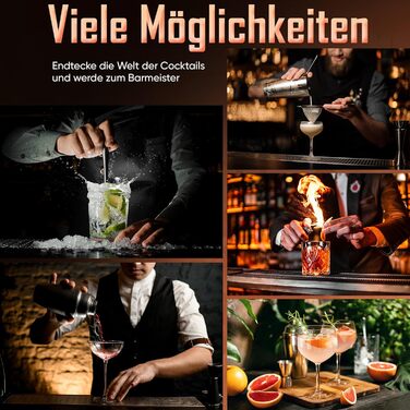 Набір для коктейлів CoolDownDrink 8 предметів: шейкер з нержавіючої сталі, аксесуари та електронна книга рецептів (168 стор.)