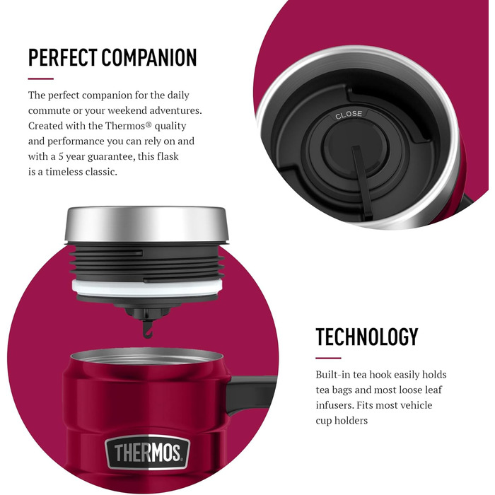 Термос König Travel Mug з нержавіючої сталі - Матовий чорний (470 мл) - Himbeere