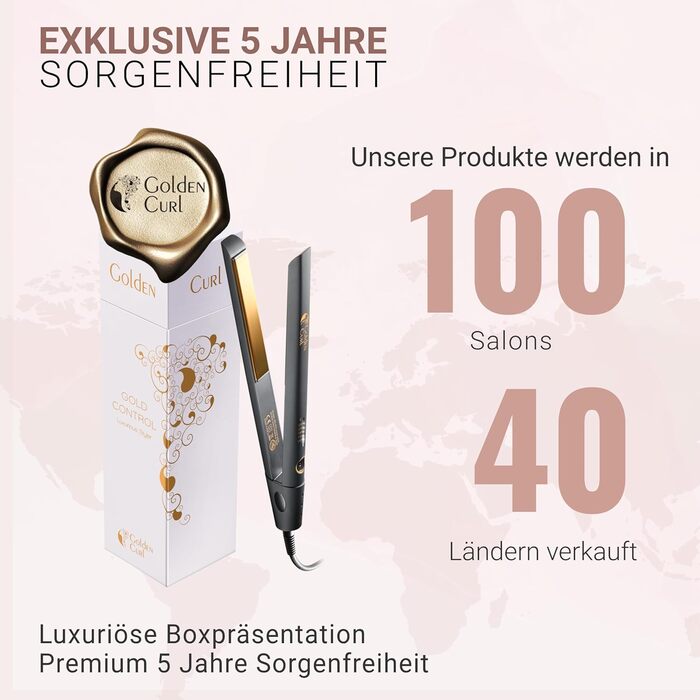 Control Gold 2-in-1 Hair Straightener & Curling Wand - 5 Year Worry-Free Guarantee - Professional Styling Tool