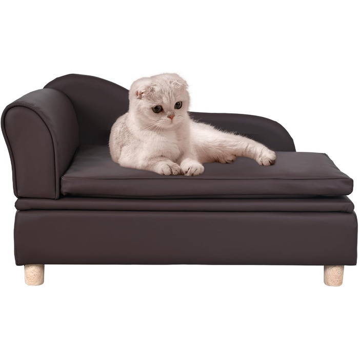 Софа для собак та котів Yoonnie room з PU-шкіри з місцем для зберігання – зручне ліжко для домашніх тварин, маленьке диван-крісло, підходить для цуценят та кошенят (Перловий білий)
