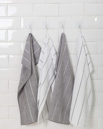 HYER KITCHEN Microfiber Towels - 8 Pack Striped (Color-coordinated - soft, super absorbent, and lint-free, 66 x 45.7 cm, Gray and Camel (gray) gray